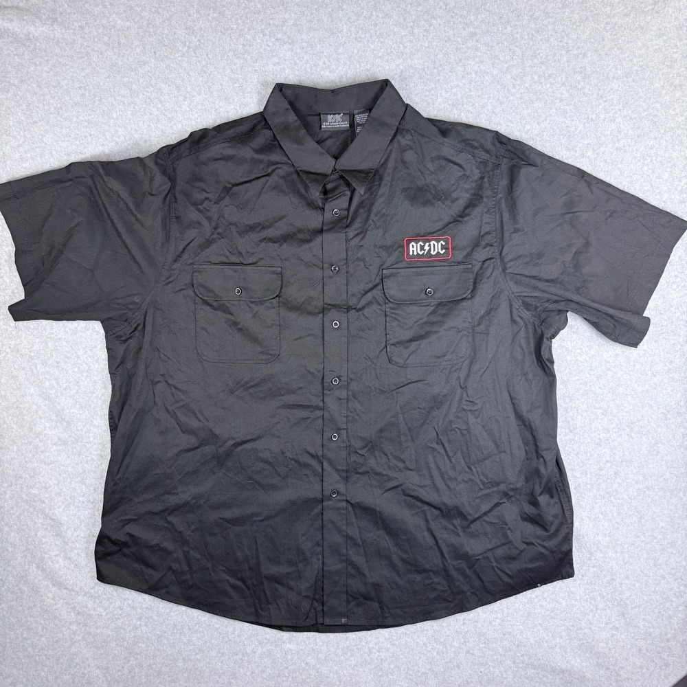 AC/DC Button Up Shirt Mens 3XL Black Short Sleeve 2008 Band Graphic Excellent